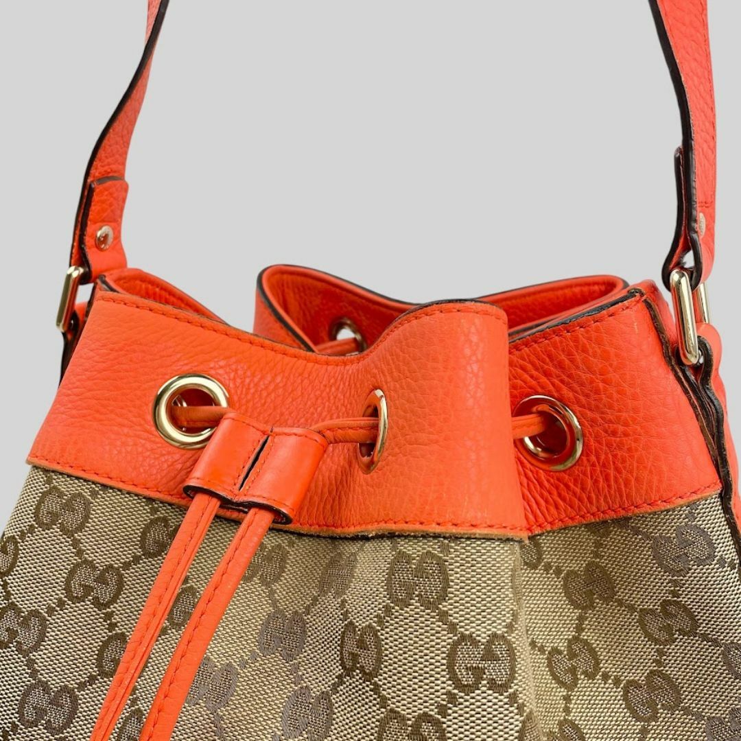 GUCCI - ほぼ未使用□GUCC□ GG柄 GGキャンバス 巾着ショルダー GUCCI - ほぼ未使用□GUCC□ GG柄 GGキャンバス 巾着ショルダー