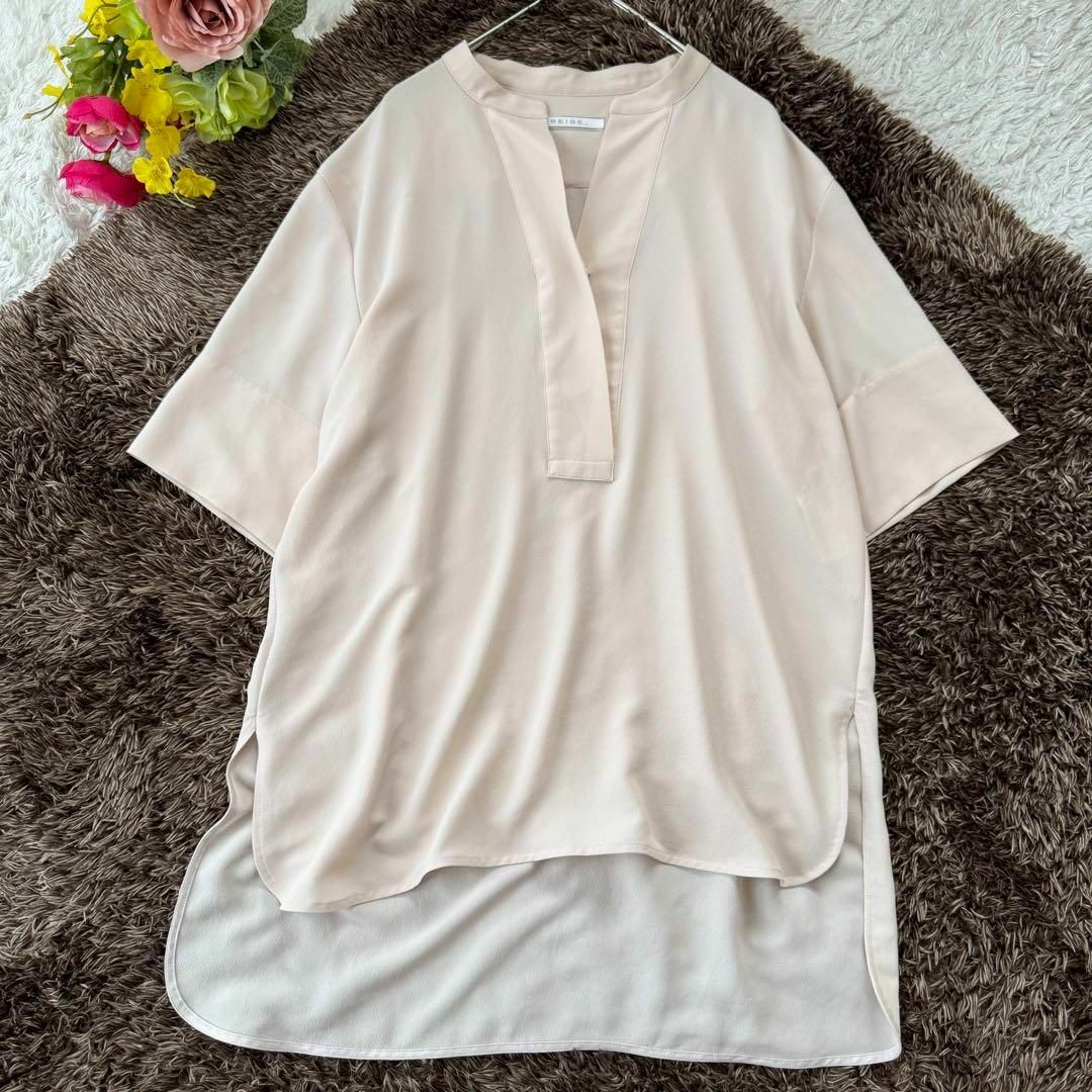 BEIGE, - 美品 BEIGE. ベイジ Vネック ブラウス 半袖 プル BEIGE, - 美品 BEIGE. ベイジ Vネック ブラウス 半袖 プル