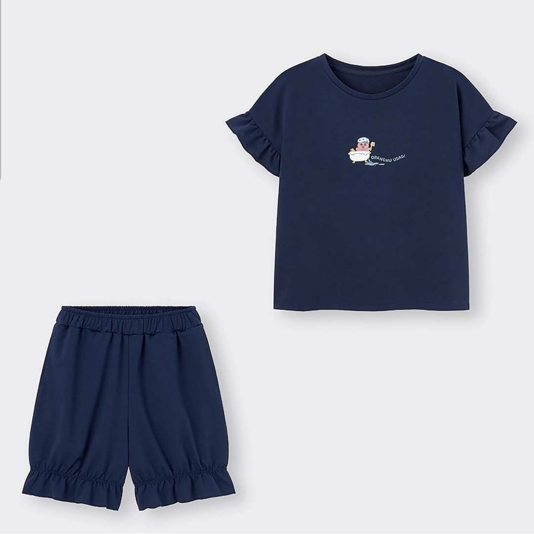 GU - 新品☆S/おぱんちゅうさぎフリルラウンジセット+ヘアバンド GU - 新品☆S/おぱんちゅうさぎフリルラウンジセット+ヘアバンド