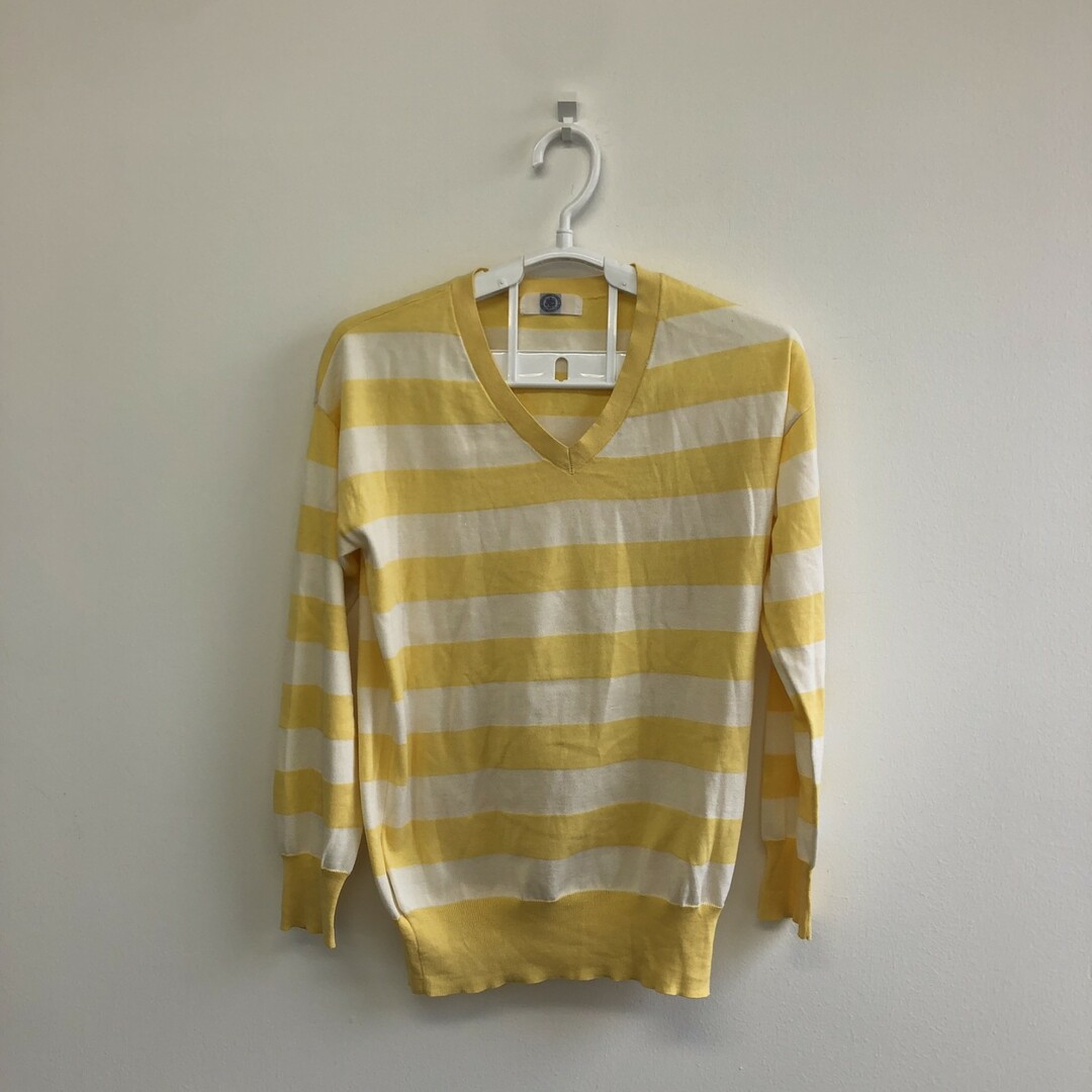 J.PRESS - 【J.PRESS】ジェイプレス　イエロー　黄色　M　ニット　長袖　トップス　Vネックニット　Vネック　ボーダー
