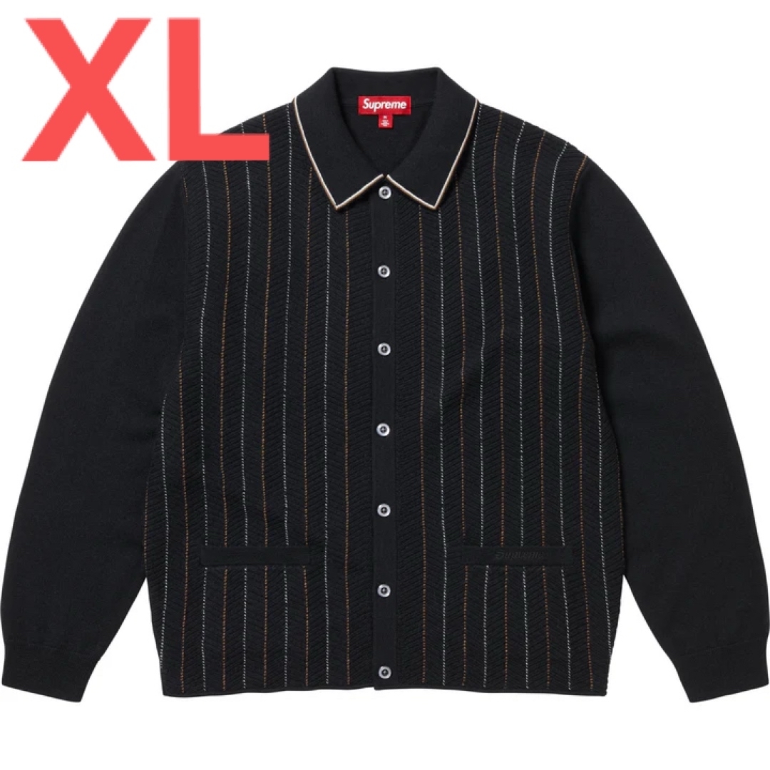 Supreme - XLサイズ Supreme Herringbone Cardigan Blackの通販 Supreme - XLサイズ Supreme Herringbone Cardigan Blackの通販