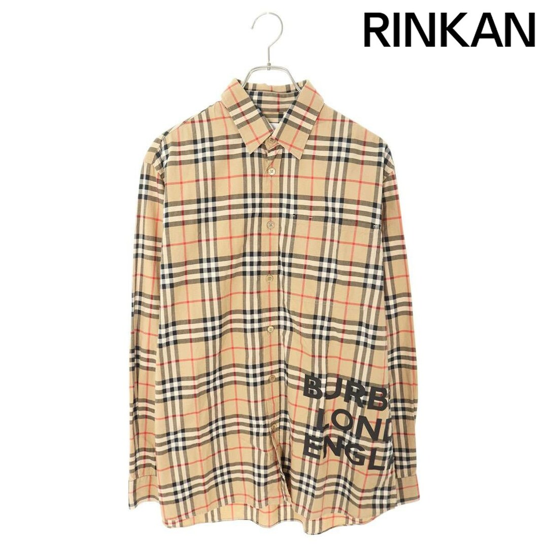 BURBERRY - バーバリー 8017567 ロゴプリントチェック長袖シャツ BURBERRY - バーバリー 8017567 ロゴプリントチェック長袖シャツ