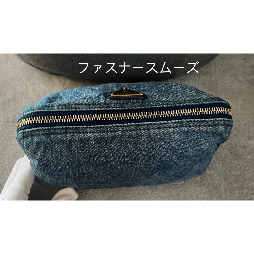 PRADA - PRADA プラダ コスメポーチ デニム ポーチ インディゴ PRADA - PRADA プラダ コスメポーチ デニム ポーチ インディゴ