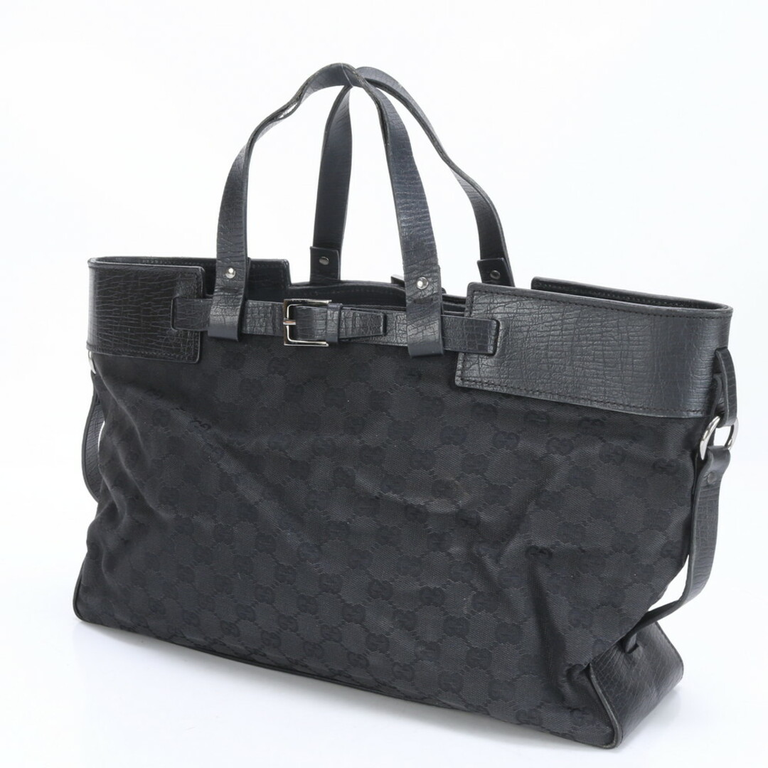 GUCCI - グッチ GG キャンバス レザー ベルト トート バッグ GUCCI - グッチ GG キャンバス レザー ベルト トート バッグ