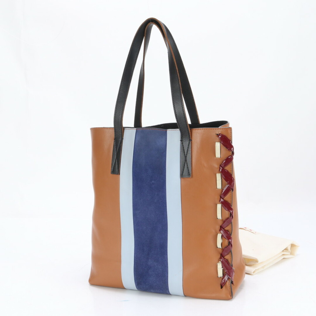 MARNI - マルニ ストライプ 編み込み レザー トート バッグ MARNI - マルニ ストライプ 編み込み レザー トート バッグ