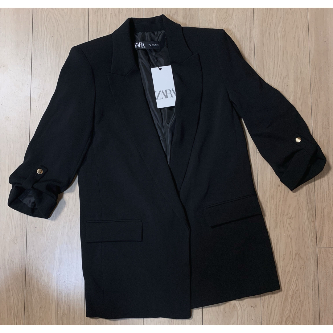 ZARA - 新品 ZARA ロールアップ ブレザー ジャケット S ブラック ZARA - 新品 ZARA ロールアップ ブレザー ジャケット S ブラック