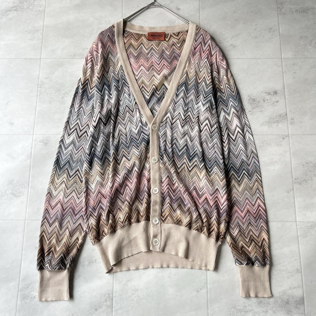 MISSONI - MISSONI ジグザグ模様 Vネックカーディガン 羽織 長袖 MISSONI - MISSONI ジグザグ模様 Vネックカーディガン 羽織 長袖