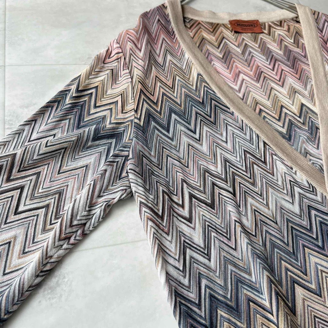 MISSONI - MISSONI ジグザグ模様 Vネックカーディガン 羽織 長袖 MISSONI - MISSONI ジグザグ模様 Vネックカーディガン 羽織 長袖