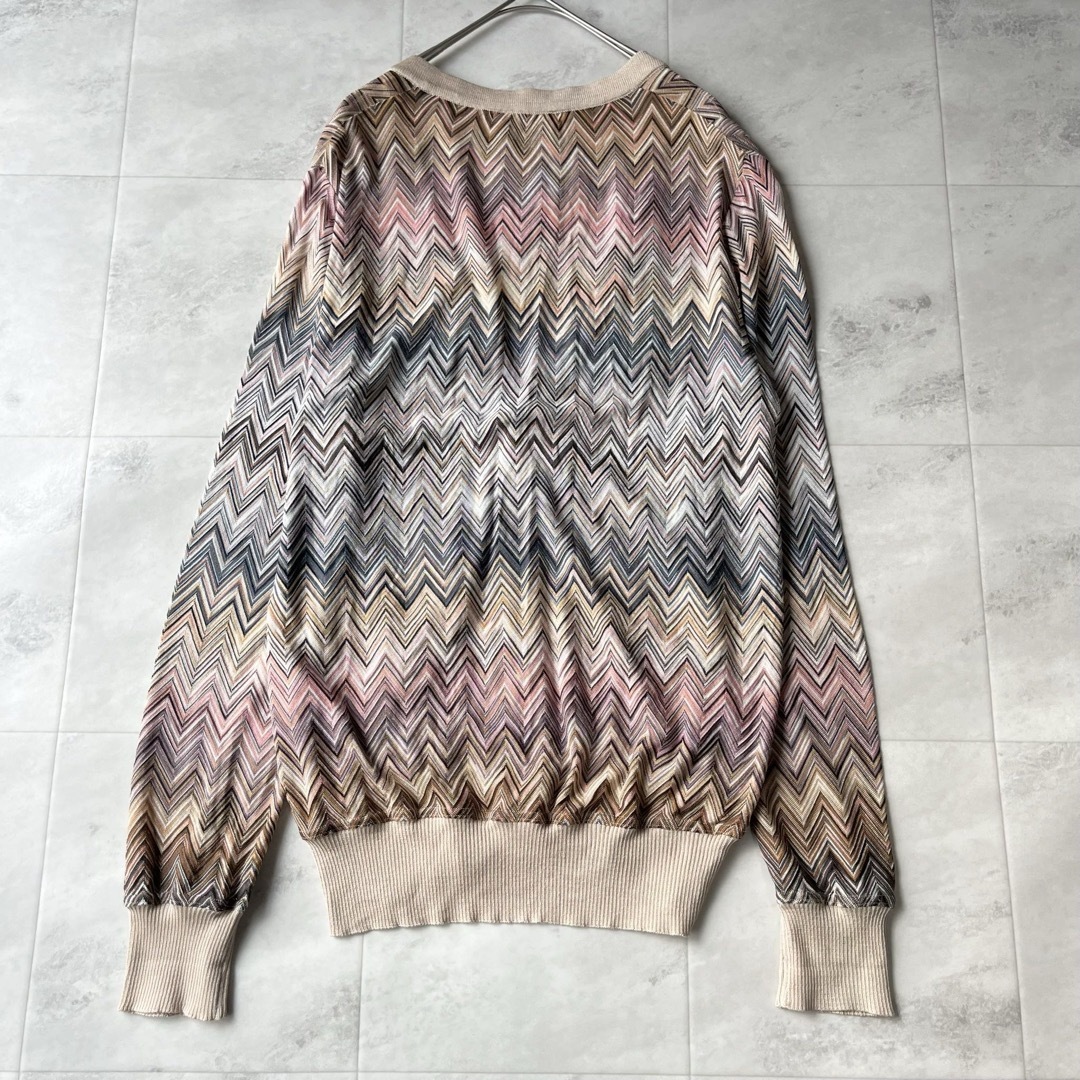 MISSONI - MISSONI ジグザグ模様 Vネックカーディガン 羽織 長袖 MISSONI - MISSONI ジグザグ模様 Vネックカーディガン 羽織 長袖