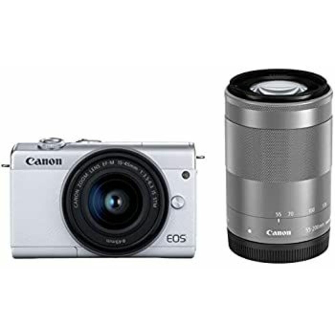 (未使用・未開封品)Canon ミラーレス一眼カメラ EOS M200 ダブルズームキット ホワイト EOSM200WH-WZK スマホ/家電/カメラのカメラ(ミラーレス一眼)の商品写真