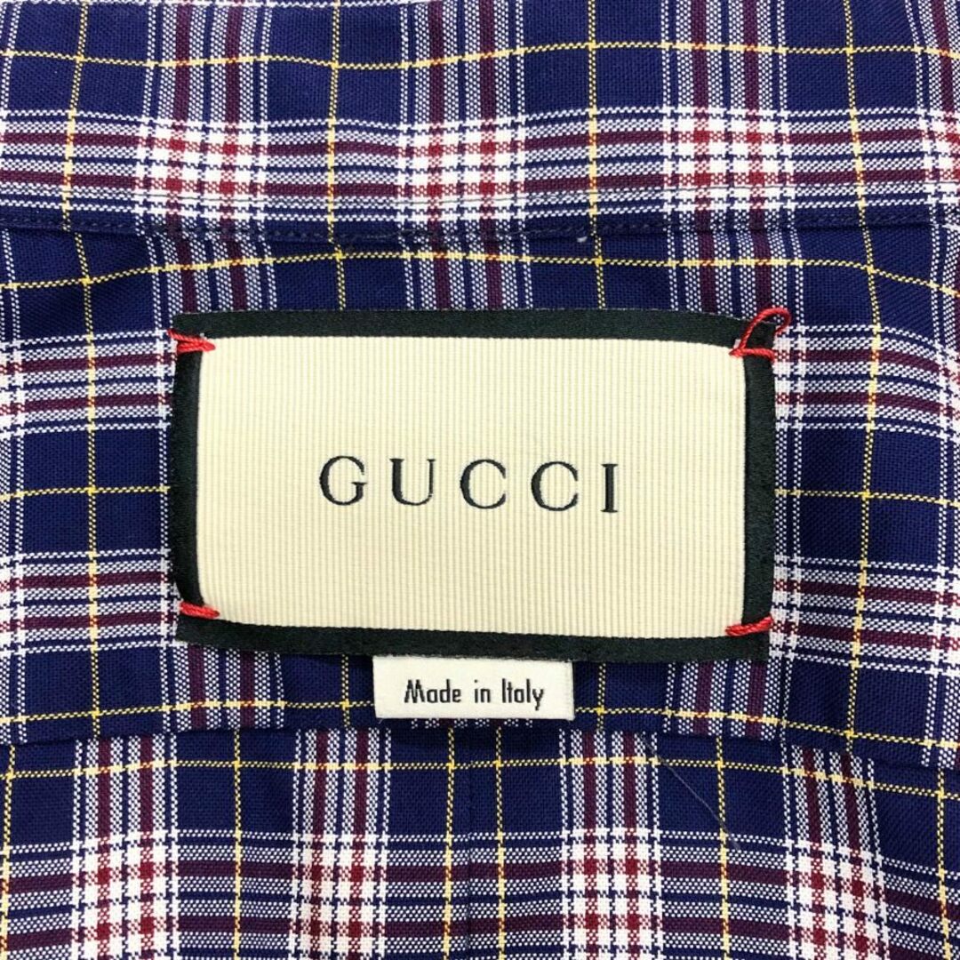 GUCCI - グッチ 18SS 半袖シャツ チェック メンズ 48 ネイビー GUCCI - グッチ 18SS 半袖シャツ チェック メンズ 48 ネイビー