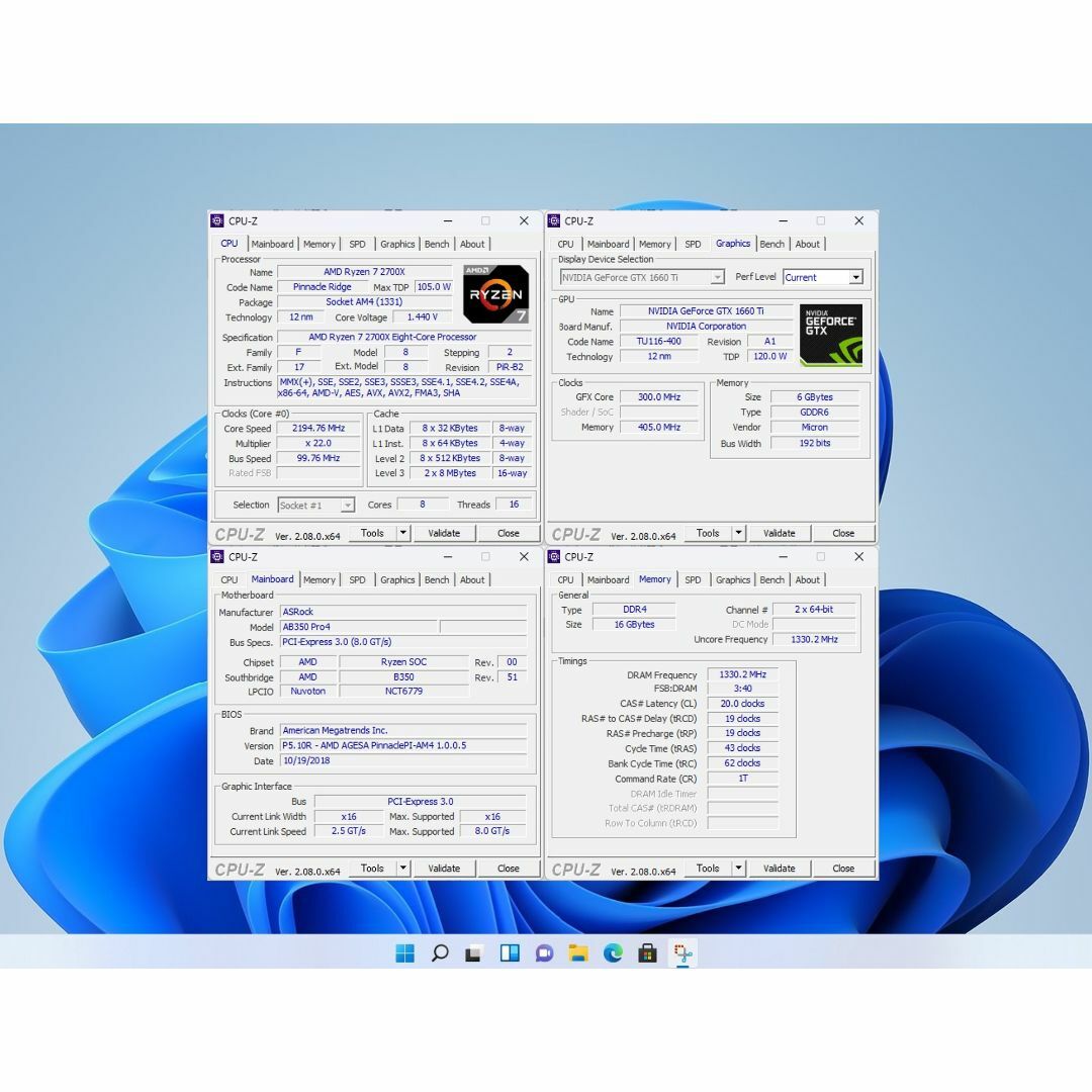 ゲームPC/RYZEN7 2700X/16G/GTX1660Ti/SSD/#81