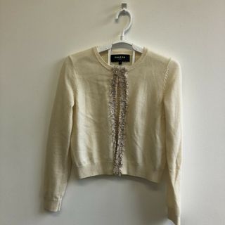 【PAULE KA】 ポールカ　クリーム　Ｓ　カーディガン　羽織　長袖　トップス　フリル　美品(カーディガン)