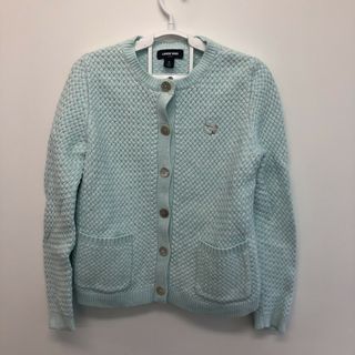 【LANDS'END】ランズエンド　水色　Ｍ　カーディガン　無地　シンプル　トップス　ゆったり(カーディガン)