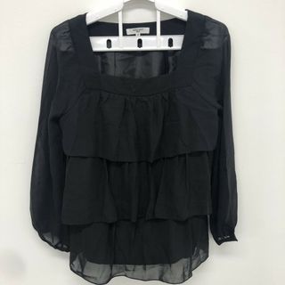 ナチュラルビューティーベーシック(NATURAL BEAUTY BASIC)の【NATURAL BEAUTY BASIC】ナチュラルビューティーベーシック】ブラック　黒　Ｓ　トップス　ブラウス　レディース　シフォン　(シャツ/ブラウス(長袖/七分))