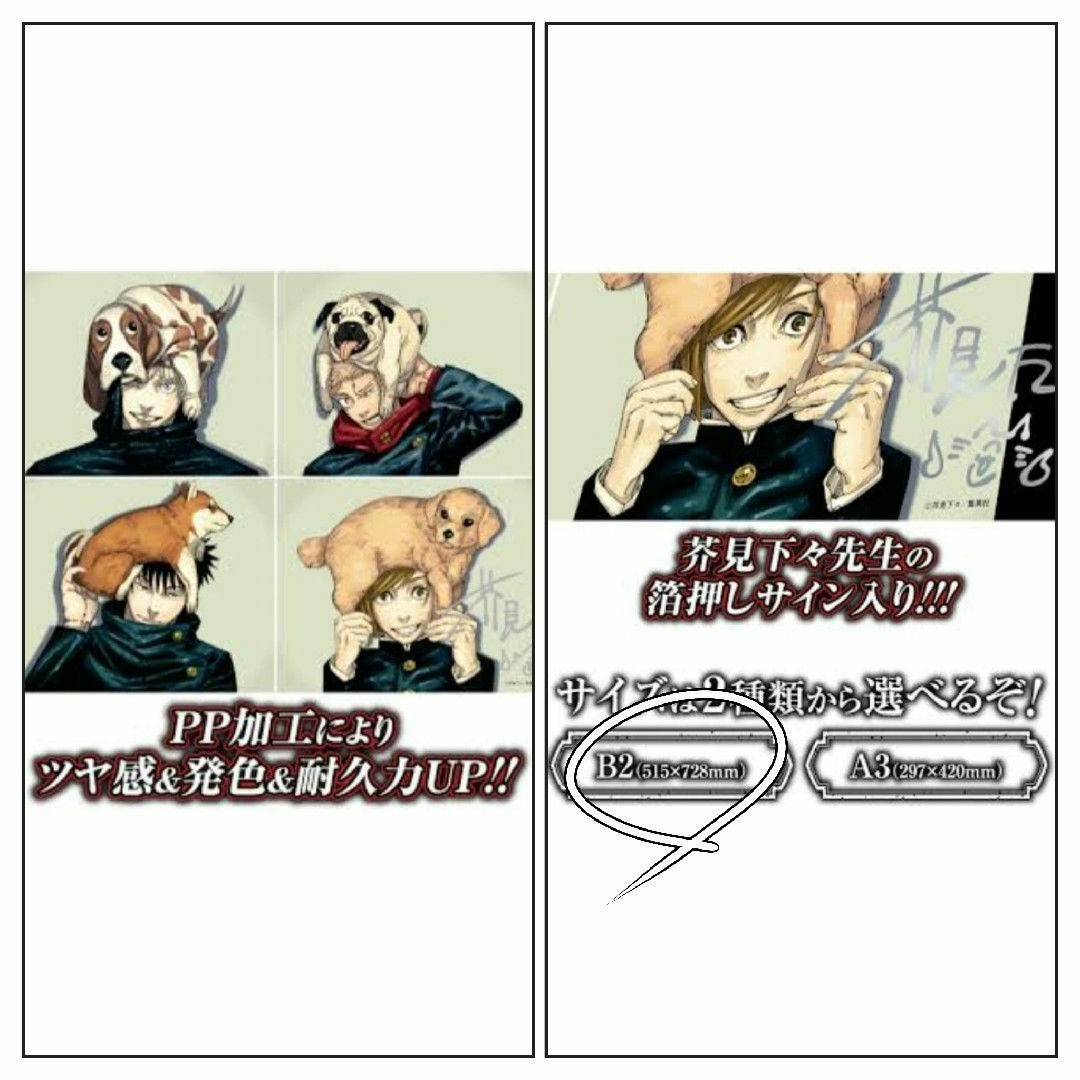 未開封 呪術廻戦 リッチポスター B2 応募者全員サービスの通販 未開封 呪術廻戦 リッチポスター B2 応募者全員サービスの通販