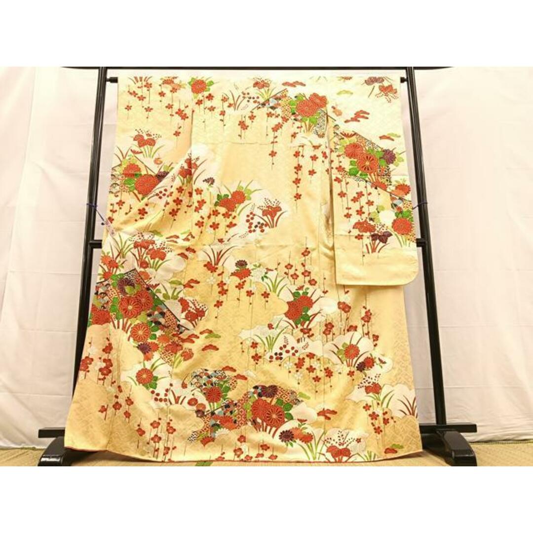 平和屋着物□豪華振袖 駒刺繍 雲取り草花文 金彩 正絹 逸品 平和屋着物□豪華振袖 駒刺繍 雲取り草花文 金彩 正絹 逸品
