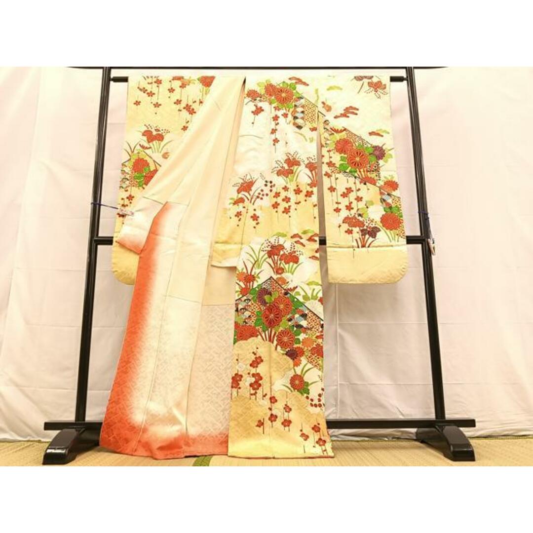 平和屋着物□豪華振袖 駒刺繍 雲取り草花文 金彩 正絹 逸品 平和屋着物□豪華振袖 駒刺繍 雲取り草花文 金彩 正絹 逸品