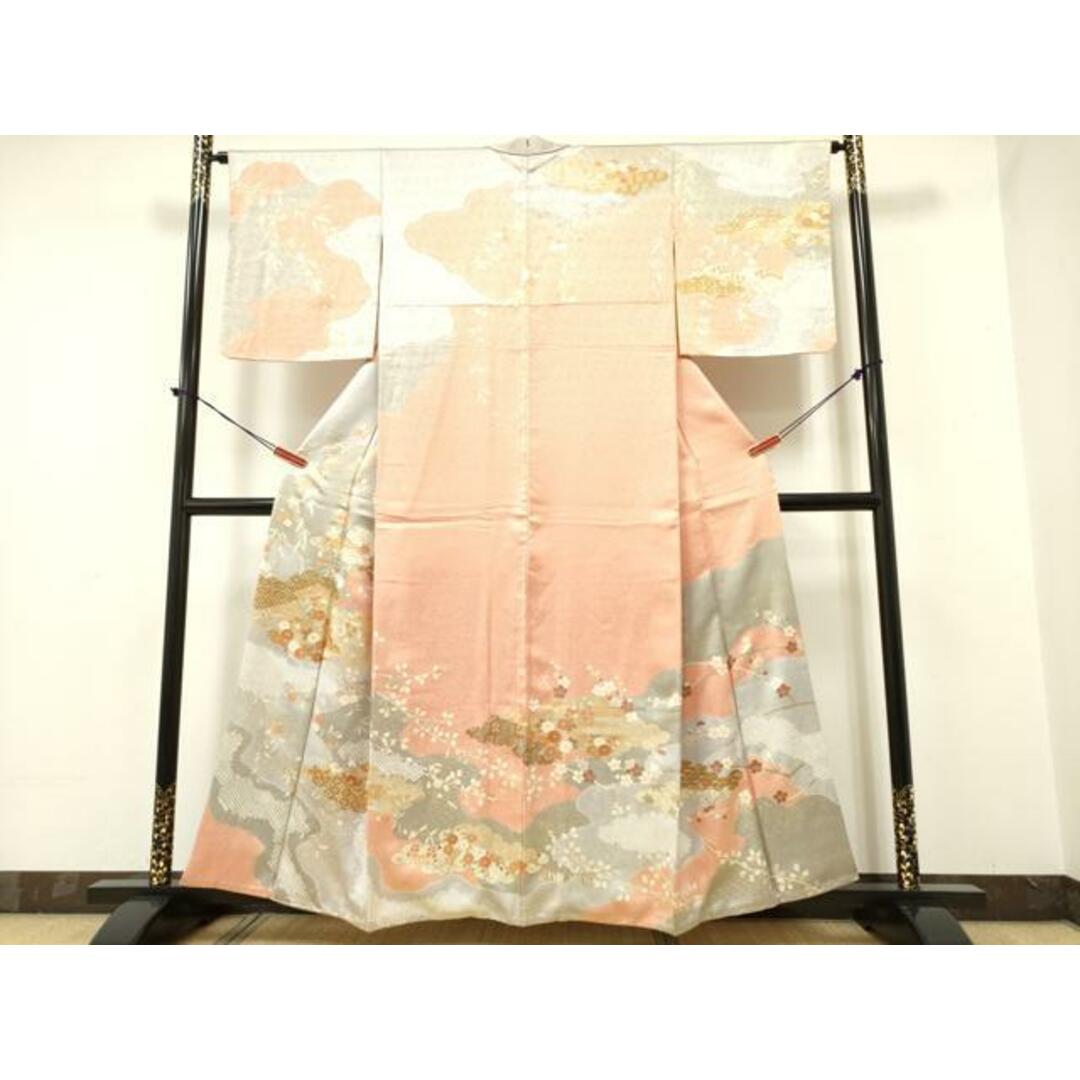 平和屋着物○訪問着 駒刺繍 絞り 雲取り吉祥花文 金彩 正絹 逸品 平和屋着物○訪問着 駒刺繍 絞り 雲取り吉祥花文 金彩 正絹 逸品