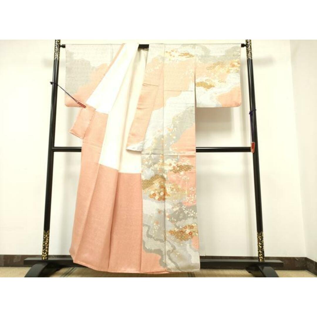 平和屋着物○訪問着 駒刺繍 絞り 雲取り吉祥花文 金彩 正絹 逸品 平和屋着物○訪問着 駒刺繍 絞り 雲取り吉祥花文 金彩 正絹 逸品