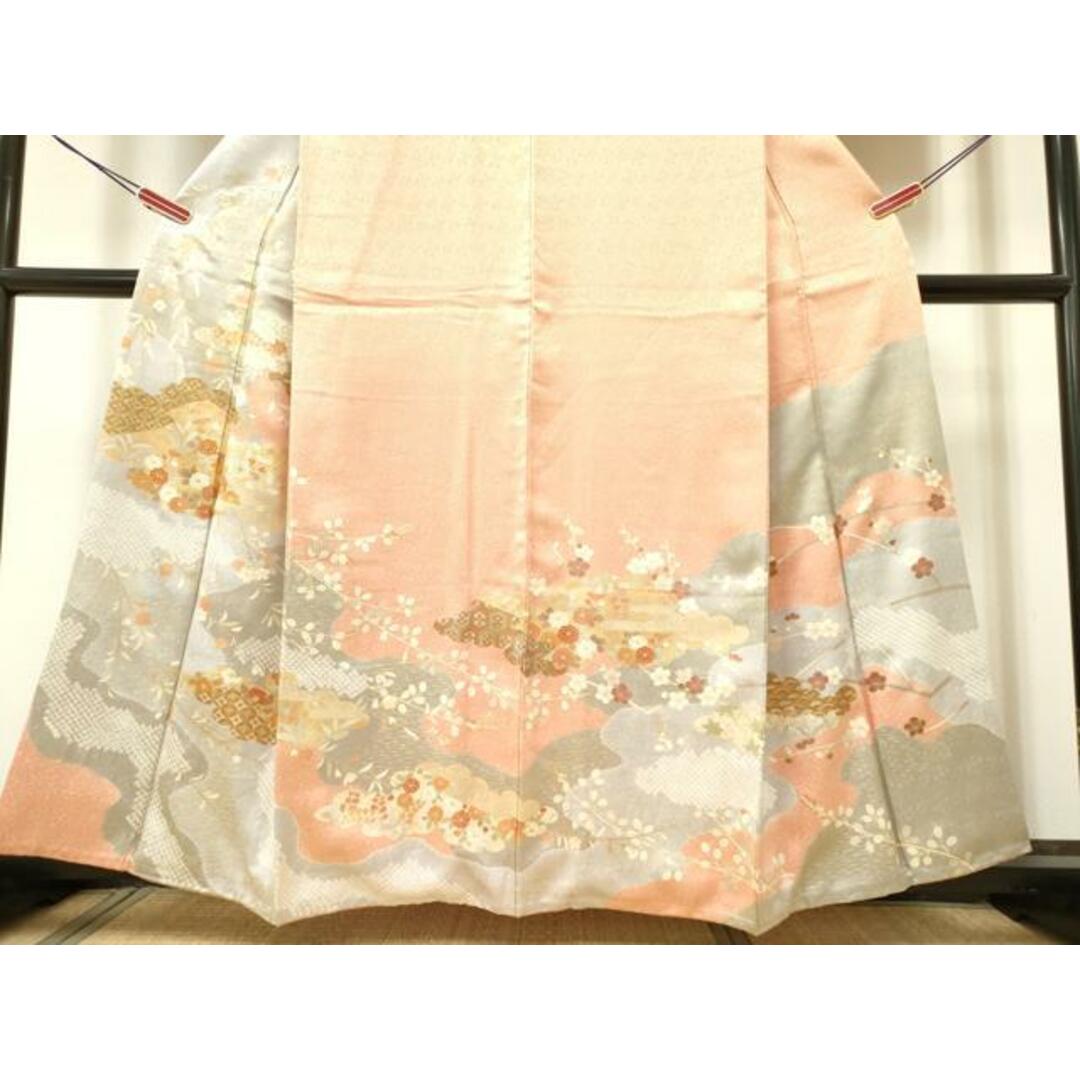 平和屋着物○訪問着 駒刺繍 絞り 雲取り吉祥花文 金彩 正絹 逸品 平和屋着物○訪問着 駒刺繍 絞り 雲取り吉祥花文 金彩 正絹 逸品