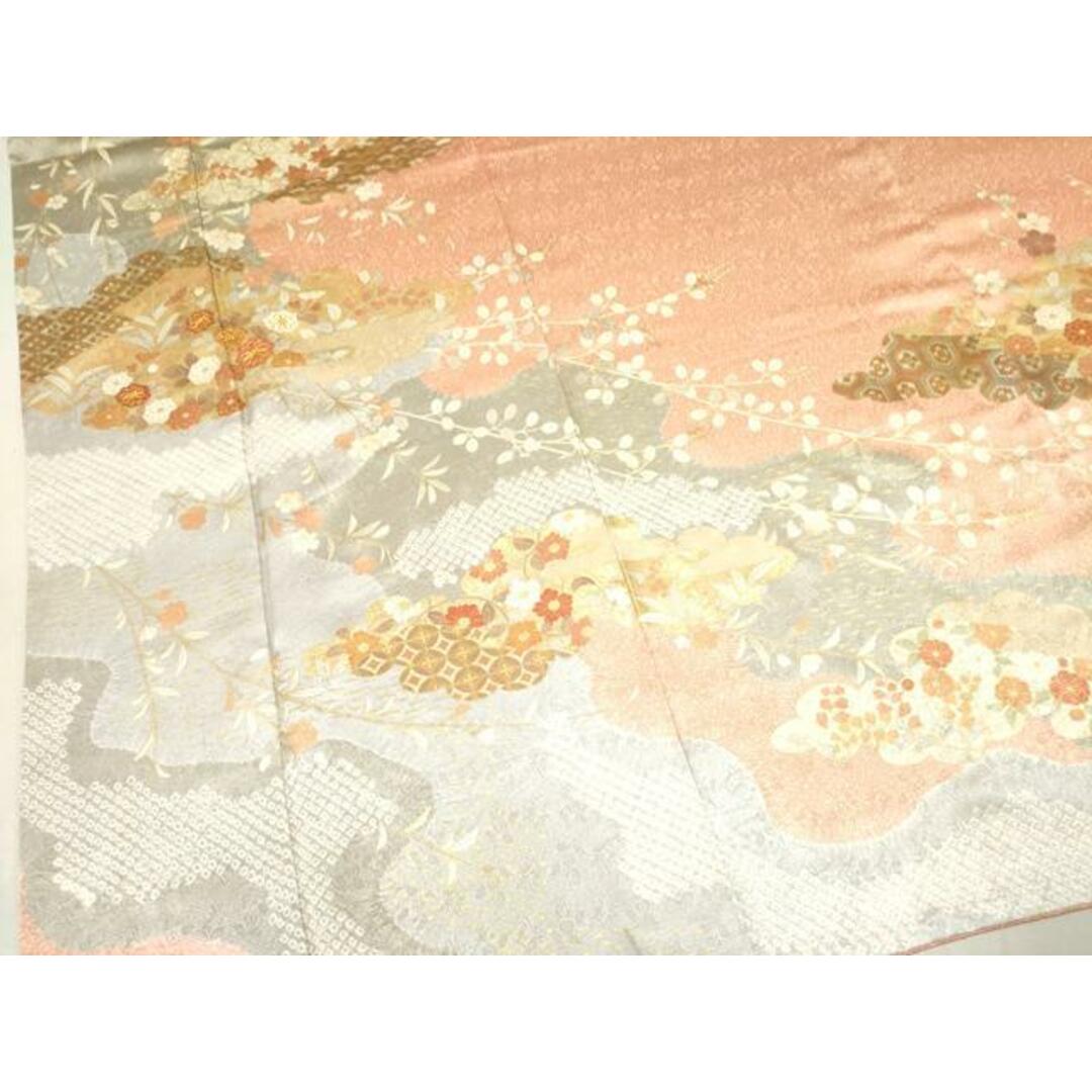 平和屋着物○訪問着 駒刺繍 絞り 雲取り吉祥花文 金彩 正絹 逸品 平和屋着物○訪問着 駒刺繍 絞り 雲取り吉祥花文 金彩 正絹 逸品