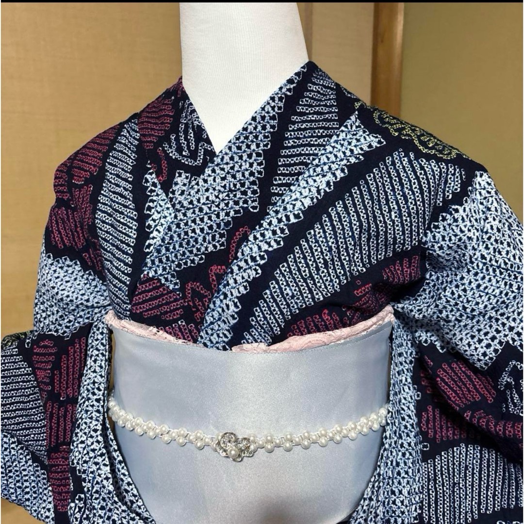 有松鳴海絞りフルセット5点 美品高級浴衣+半幅帯+帯締め+帯揚げ+ 有松鳴海絞りフルセット5点 美品高級浴衣+半幅帯+帯締め+帯揚げ+
