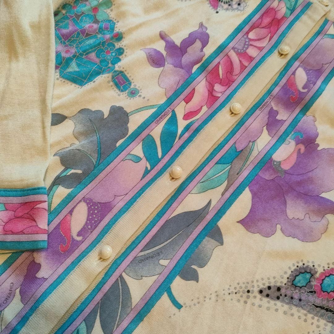 LEONARD - な2 美品 レオナール カシミア シルク 花柄 長袖 LEONARD - な2 美品 レオナール カシミア シルク 花柄 長袖