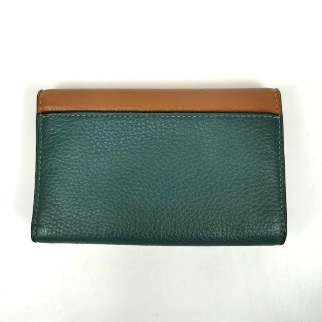 COACH - 未使用級 コーチ 三つ折り財布 ダークターコイズ レザー COACH - 未使用級 コーチ 三つ折り財布 ダークターコイズ レザー