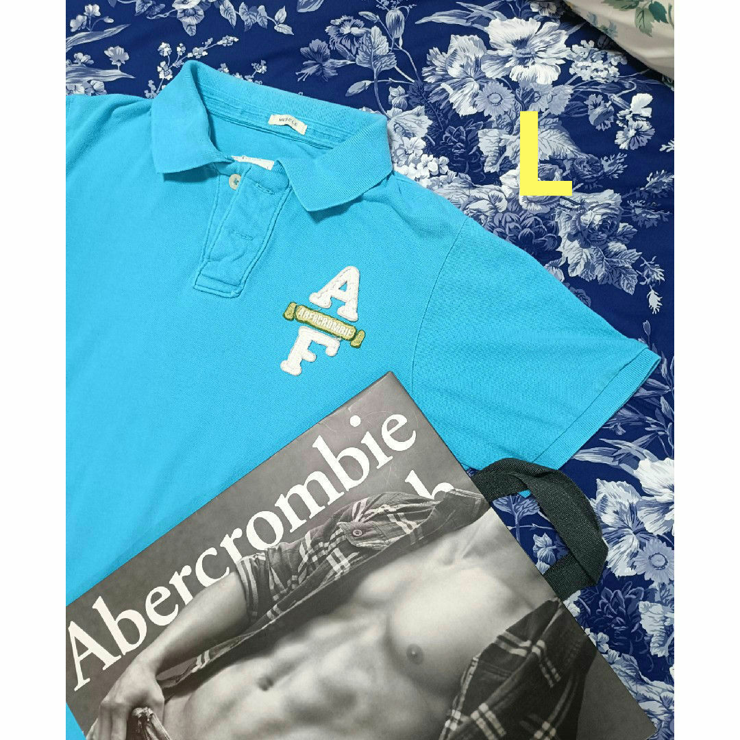 Abercrombie&Fitch - ポロシャツ サイズL ビビッドな水色 90年代 Abercrombie&Fitch - ポロシャツ サイズL ビビッドな水色 90年代