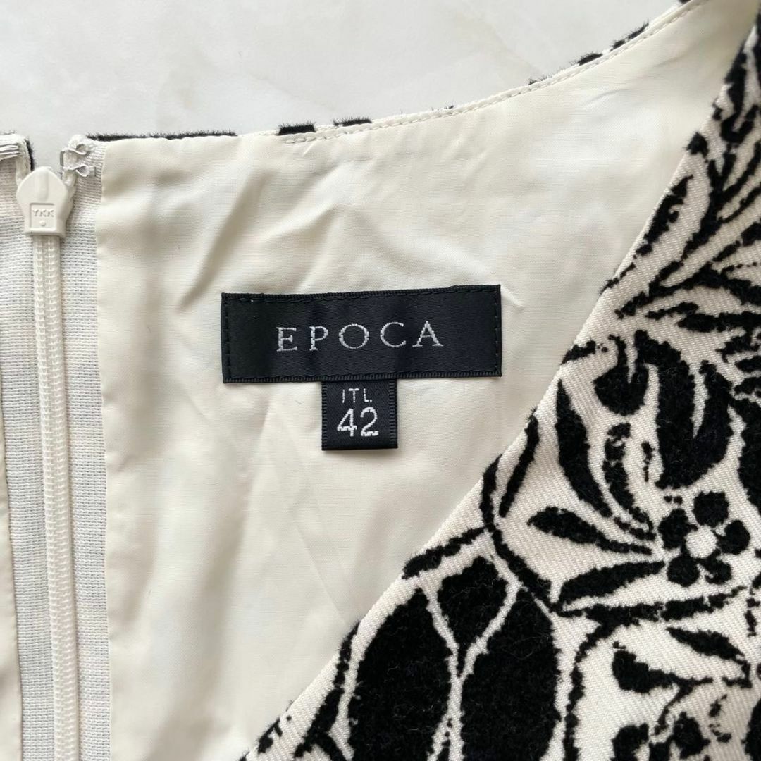 EPOCA - 美品 42 EPOCA シルク混 花柄刺繍ワンピース Aライン EPOCA - 美品 42 EPOCA シルク混 花柄刺繍ワンピース Aライン