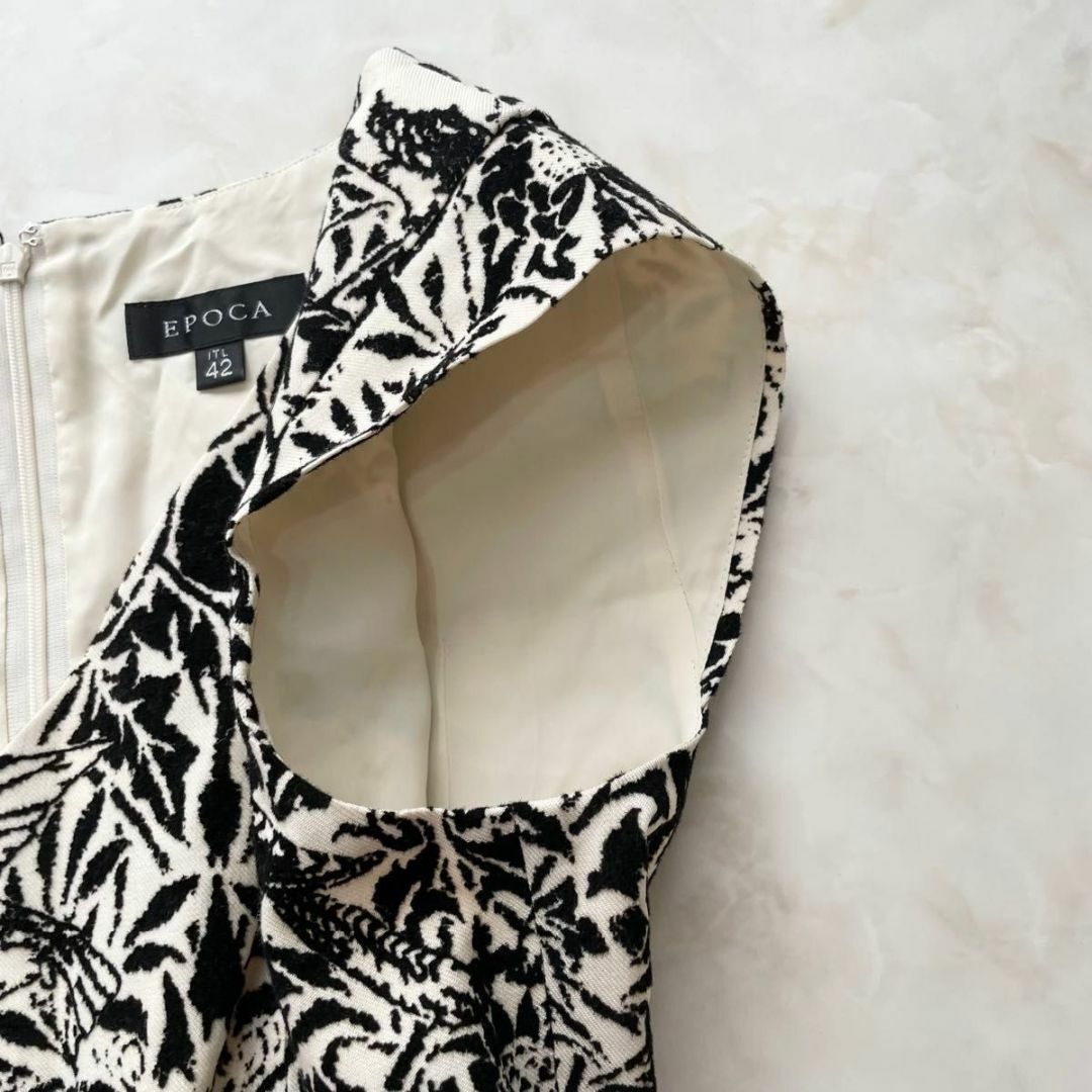 EPOCA - 美品 42 EPOCA シルク混 花柄刺繍ワンピース Aライン EPOCA - 美品 42 EPOCA シルク混 花柄刺繍ワンピース Aライン