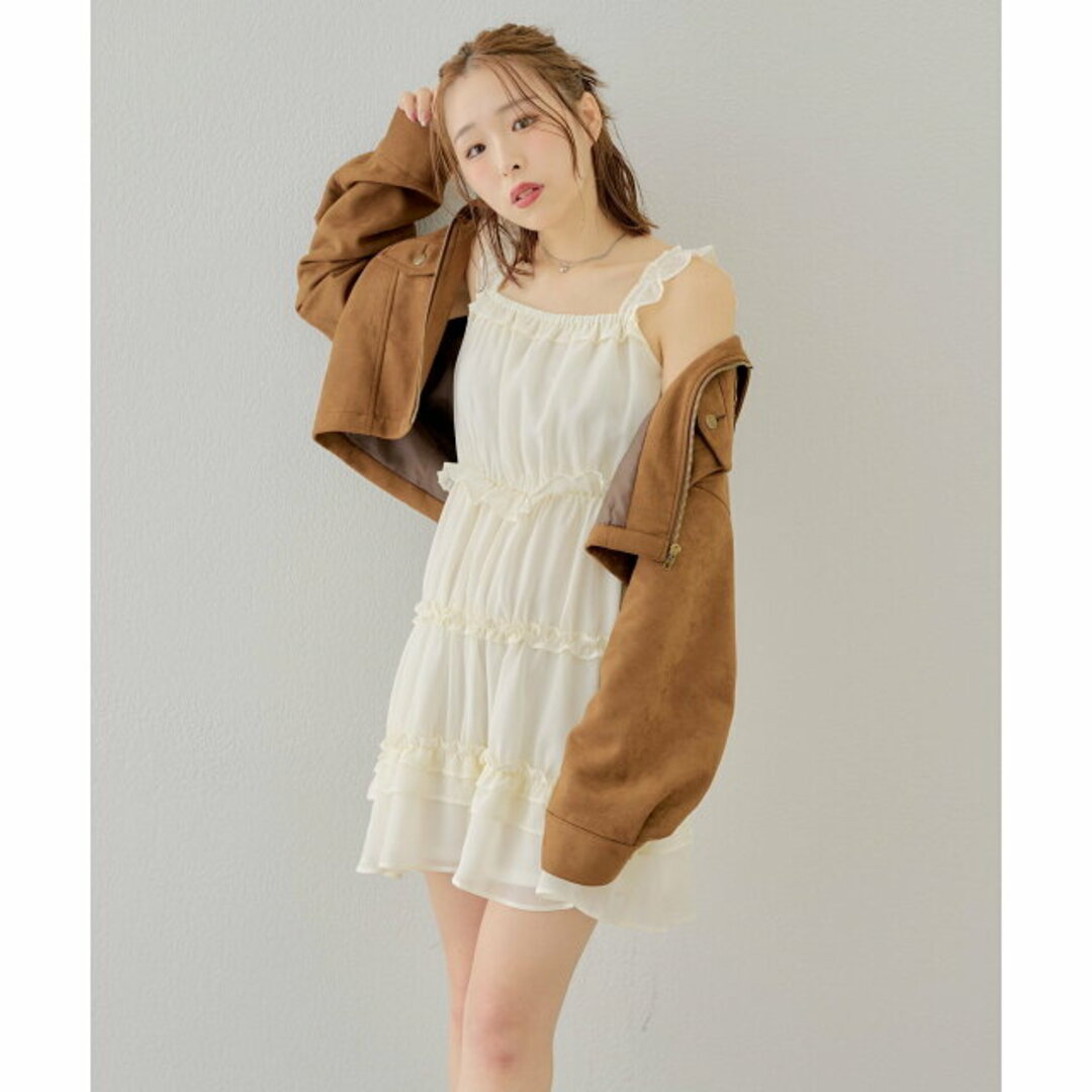 PAL GROUP OUTLET(パルグループアウトレット)の【アイボリー】【F】【Chico】フラワーフリルミニキャミワンピース レディースのワンピース(ロングワンピース/マキシワンピース)の商品写真