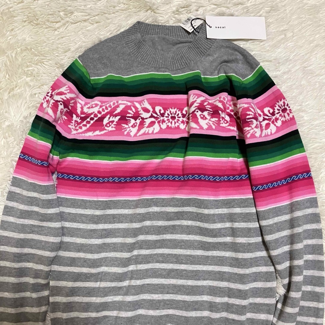 sacai - 未使用 サカイ ボーダー マルチカラー ノルディック sacai - 未使用 サカイ ボーダー マルチカラー ノルディック