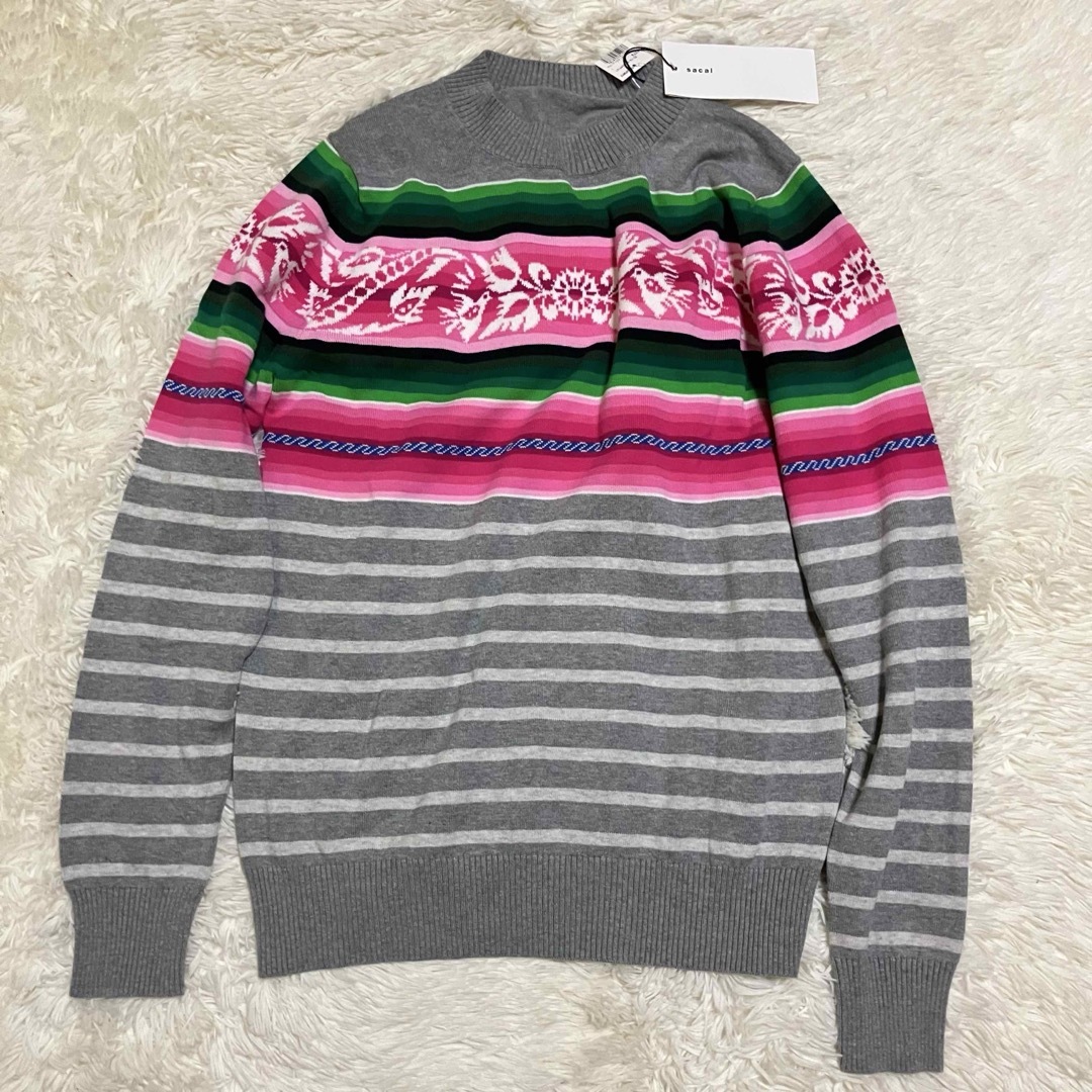 sacai - 未使用 サカイ ボーダー マルチカラー ノルディック sacai - 未使用 サカイ ボーダー マルチカラー ノルディック