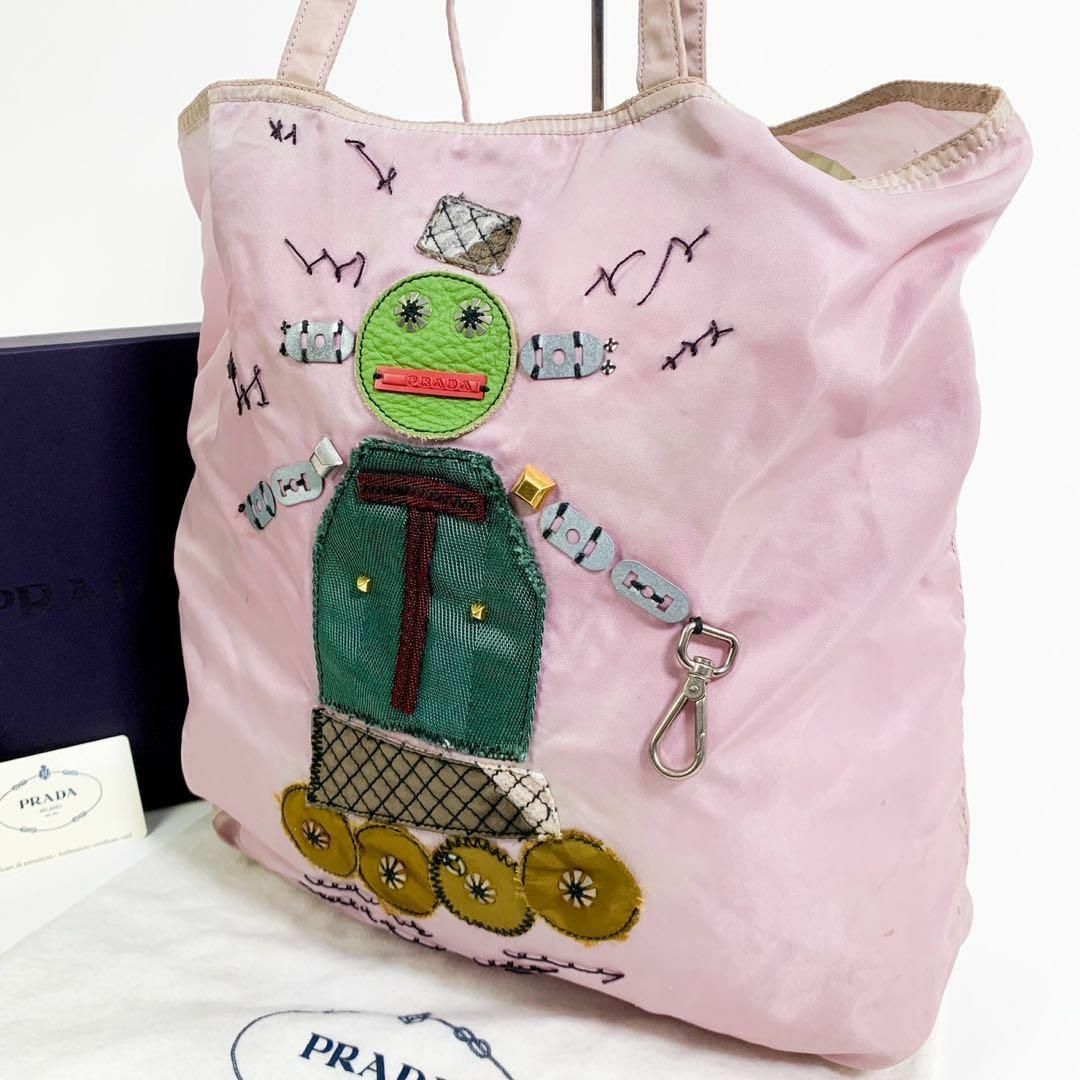 PRADA - PRADA プラダ トートバッグ ロボット 刺繍 三角ロゴ PRADA - PRADA プラダ トートバッグ ロボット 刺繍 三角ロゴ