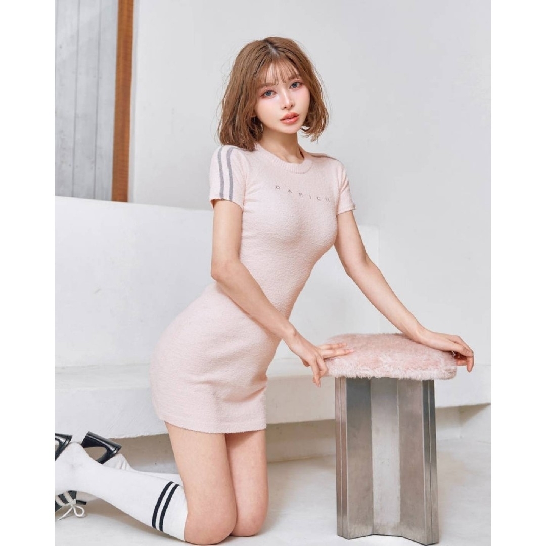 Darich - ダーリッチ ラインパイルニットミニワンピース ピンク Darich - ダーリッチ ラインパイルニットミニワンピース ピンク