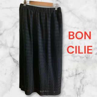 BON CILIE（ボンシリエ）チェック柄プリーツスカート ブラック 11号(ひざ丈スカート)