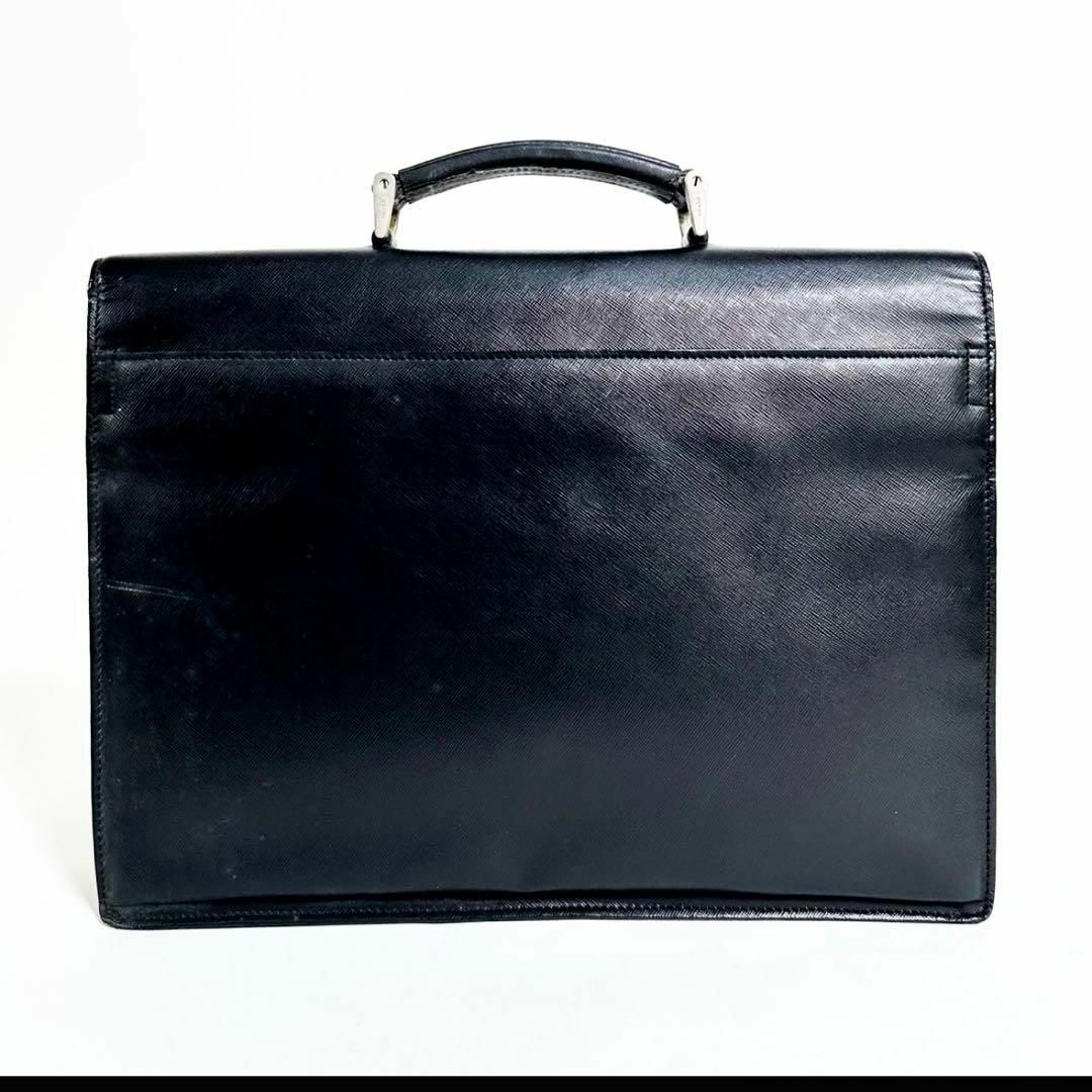 PRADA - PRADA プラダ ギャラカード ビジネスバッグ 黒 レザー PRADA - PRADA プラダ ギャラカード ビジネスバッグ 黒 レザー