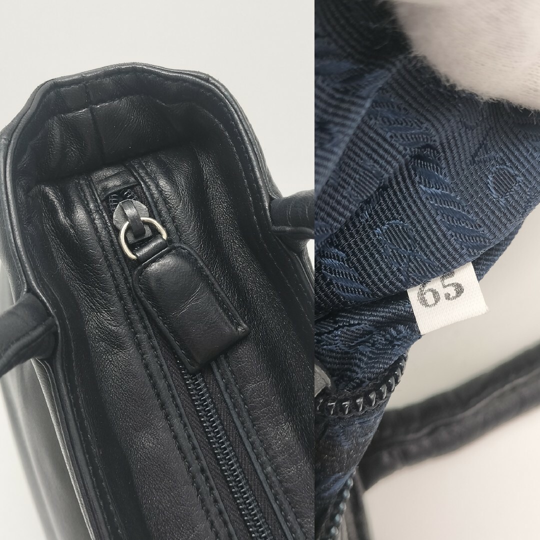 PRADA - 極美品✨プラダ トートバッグ レザー ダークネイビーの PRADA - 極美品✨プラダ トートバッグ レザー ダークネイビーの