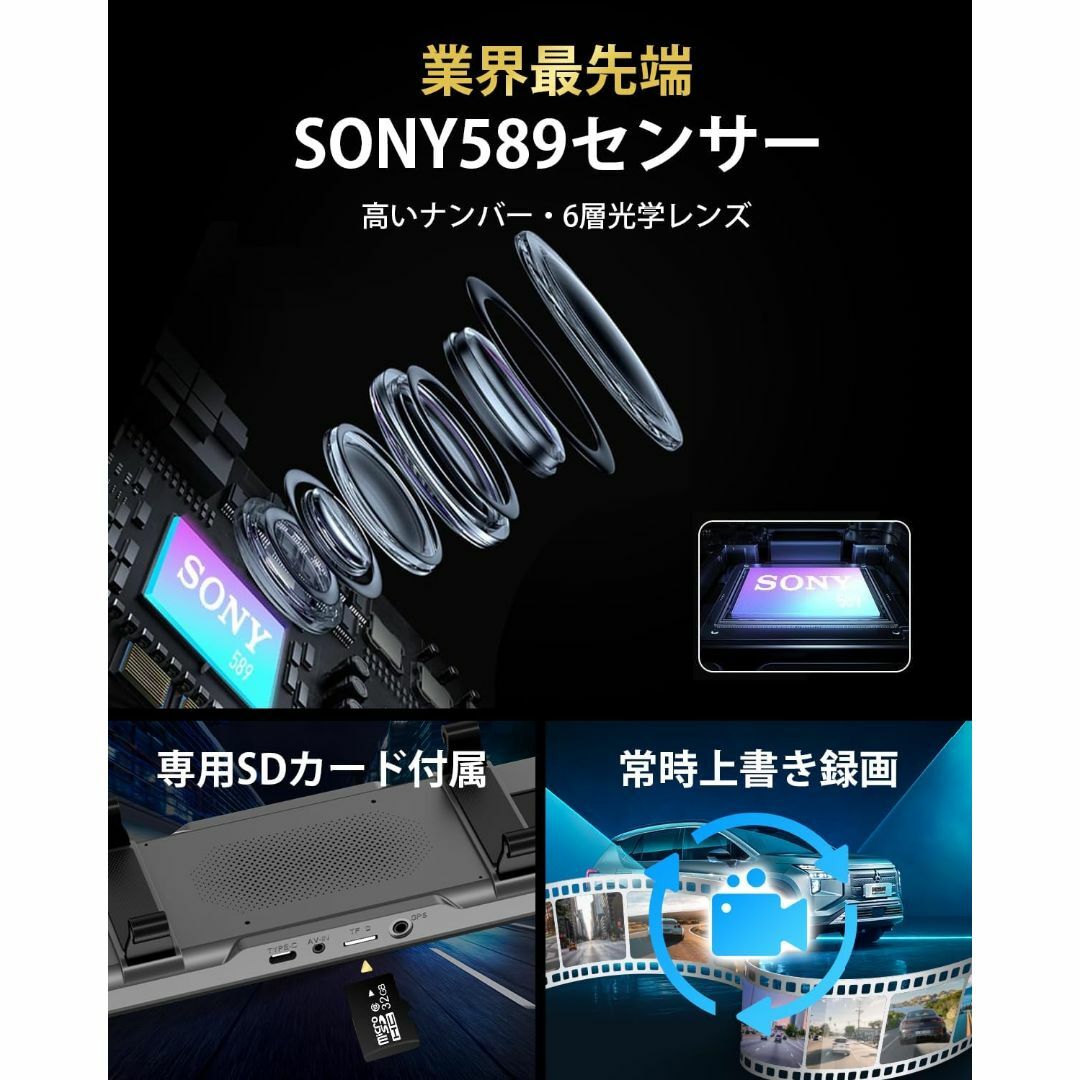 ドライブレコーダー ミラー型【2025年初登場・4KHD画質・降圧