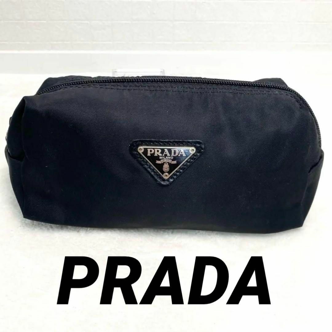 PRADA - 【正規品】PRADA ブラックナイロン 横長 ポーチ 三角 PRADA - 【正規品】PRADA ブラックナイロン 横長 ポーチ 三角