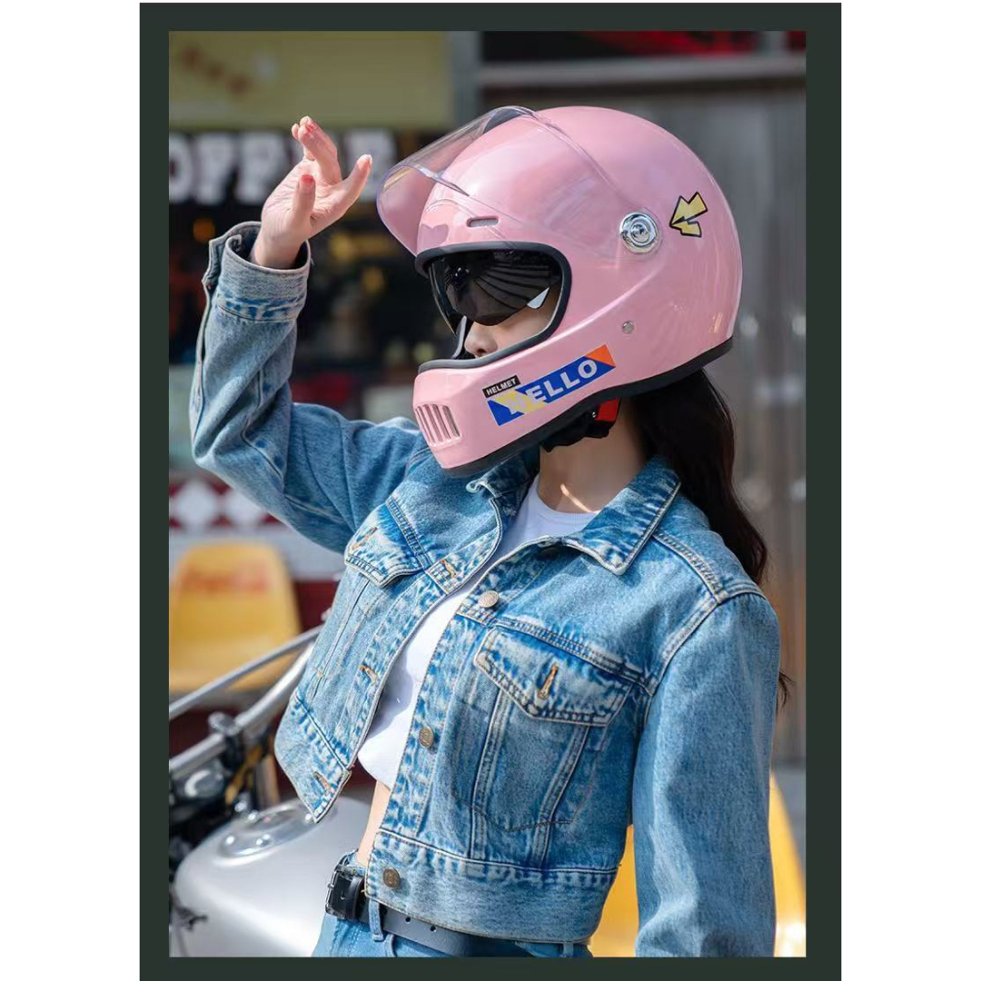 レトロフルフェイスヘルメット バイク用 男女兼用 UVカット レトロフルフェイスヘルメット バイク用 男女兼用 UVカット
