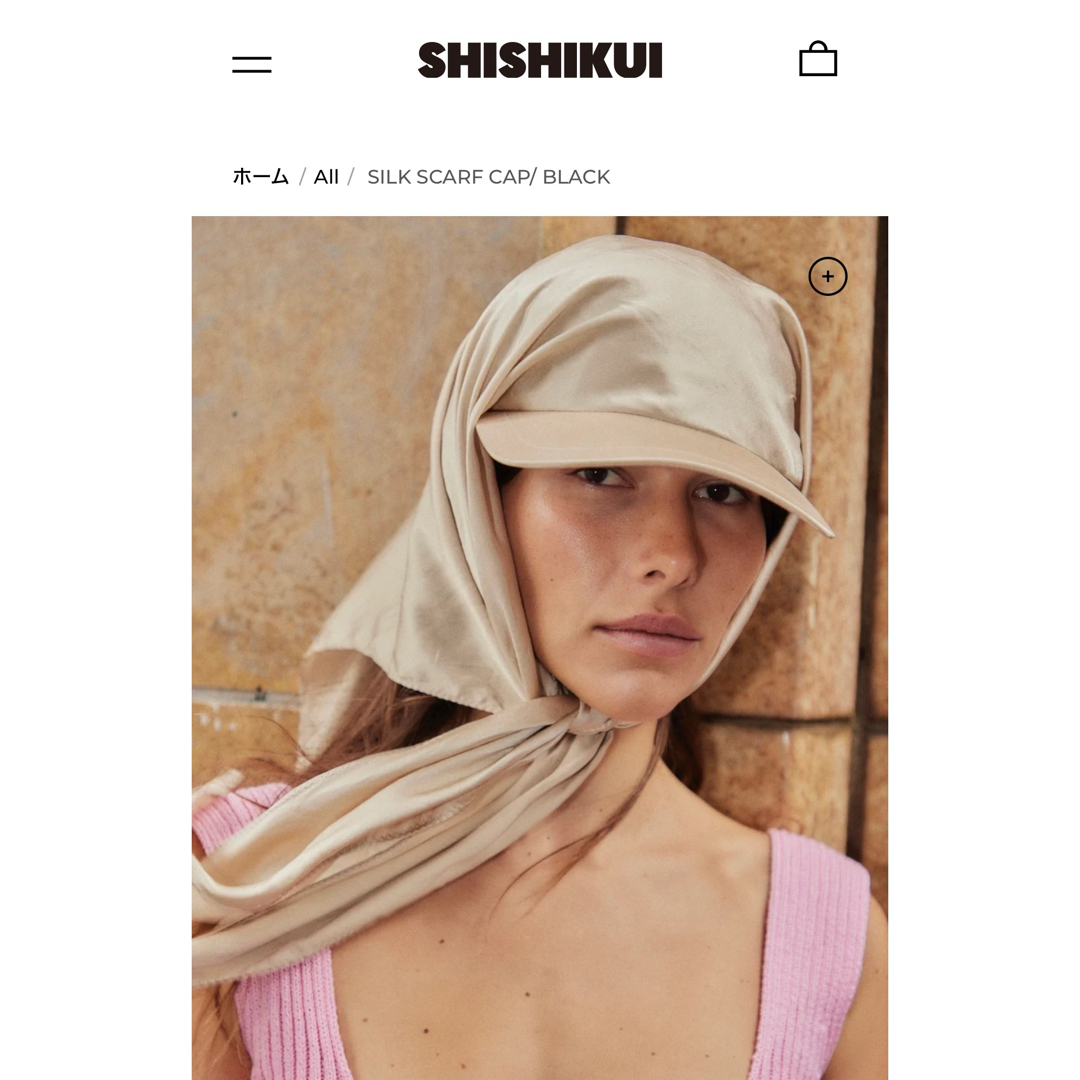KIJIMA TAKAYUKI - shishikui kijima SILK SCARF CAP/ BLACKの KIJIMA TAKAYUKI - shishikui kijima SILK SCARF CAP/ BLACKの