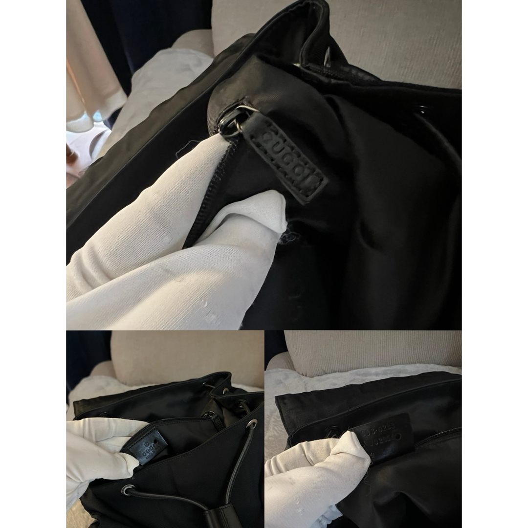 GUCCI - 正規品 グッチ リュックサック 巾着 バッグ レザー GUCCI - 正規品 グッチ リュックサック 巾着 バッグ レザー