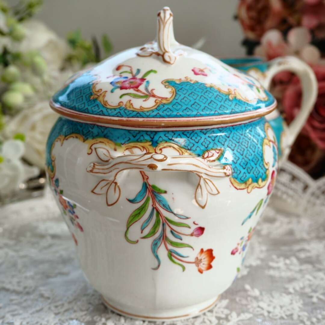 MINTON - 希少コウルドン ミントン 蓋つきポット シュガーポット MINTON - 希少コウルドン ミントン 蓋つきポット シュガーポット