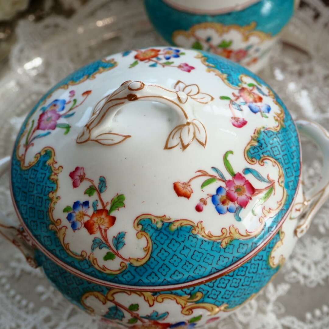 MINTON - 希少コウルドン ミントン 蓋つきポット シュガーポット MINTON - 希少コウルドン ミントン 蓋つきポット シュガーポット
