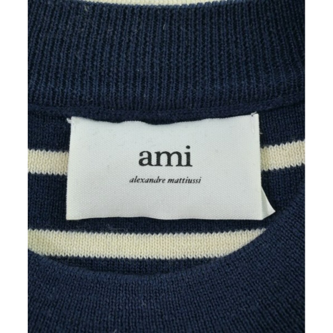 ami - ami アミ ニット・セーター M 紺xアイボリー(ボーダー ami - ami アミ ニット・セーター M 紺xアイボリー(ボーダー
