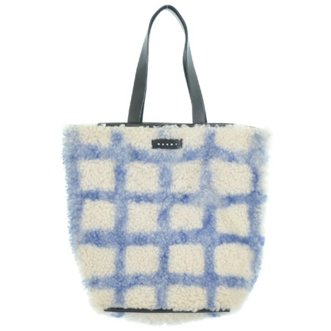 MARNI - MARNI マルニ トートバッグ - 白x青(チェック) 【古着 MARNI - MARNI マルニ トートバッグ - 白x青(チェック) 【古着