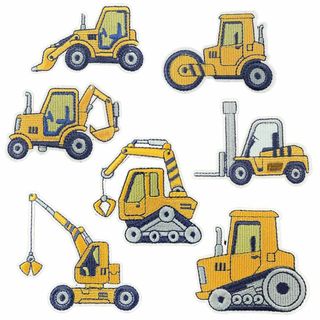 【在庫処分】YFFSFDC ショベルカー ワッペン 7枚セット 働く車 重機 刺